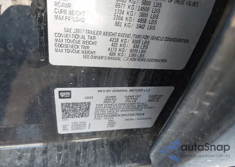 2024 Chevrolet Silverado 1500 2Wd Standard Bed Custom из США, поврежденный, VIN 1GCRABEK9RZ187614